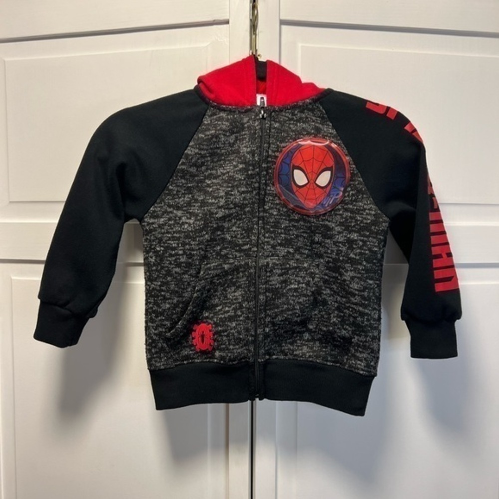 Marvel Spiderman Full ZIP Sweater Hoodie Size Boys 5 Color Black,Gray An…